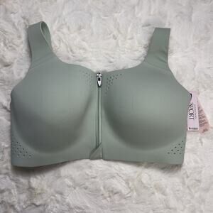 Victoria’s Secret Mint Green Featherweight Max Sports Bra Zip Strappy Back 34D
